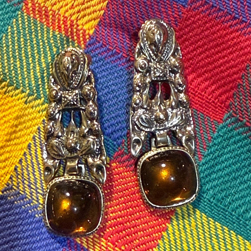 Vintage Trifari Signed Amber Earrings